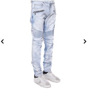 BALMAIN Light Wash Denim Biker Jeans Like New